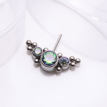 Detail View 1 of Implant Grade Titanium OneFit Threadless Sparkle Arc Bali Beads Front Facing Part-Vitrail Medium